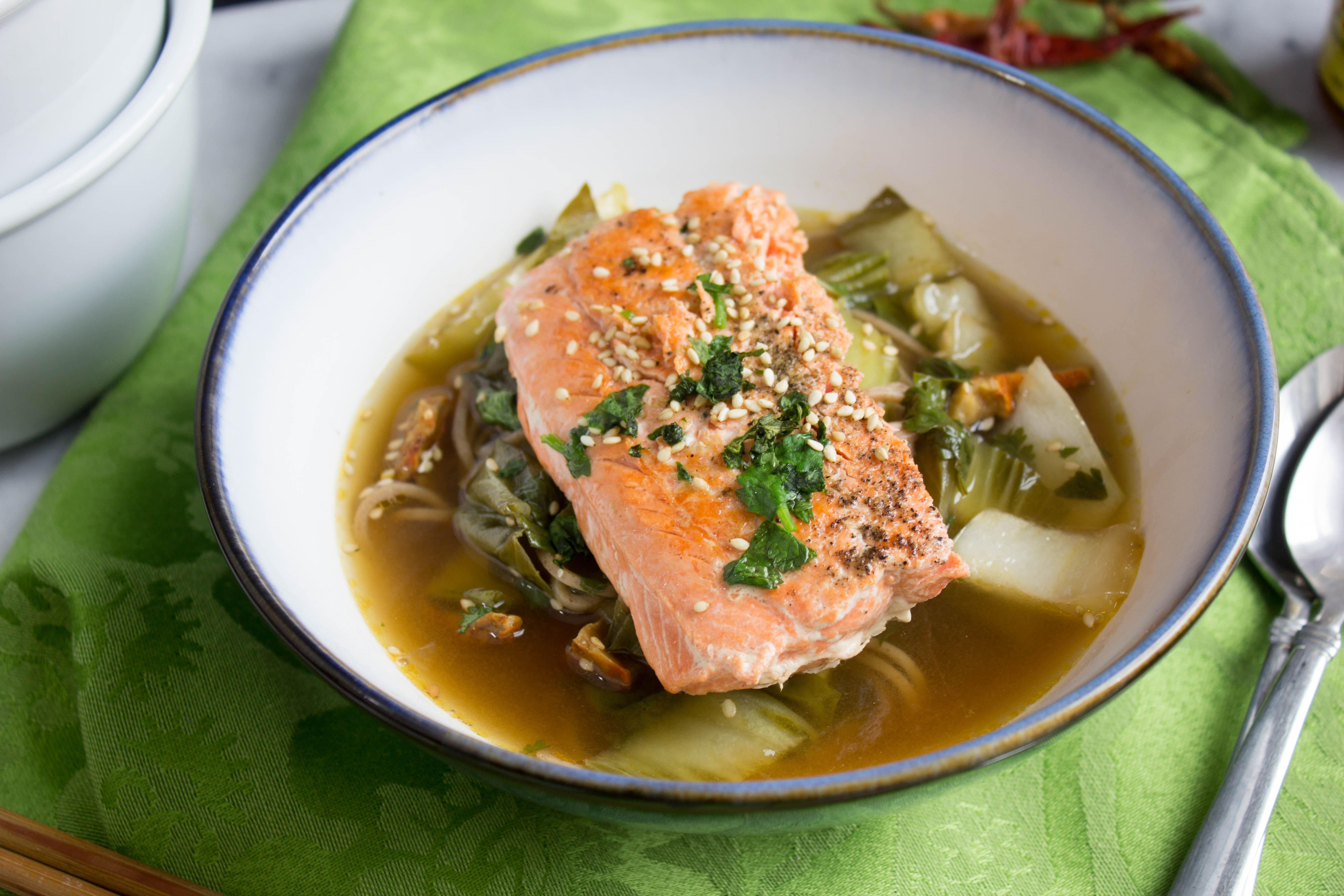 Hot and Sour Salmon Noodle Bowl