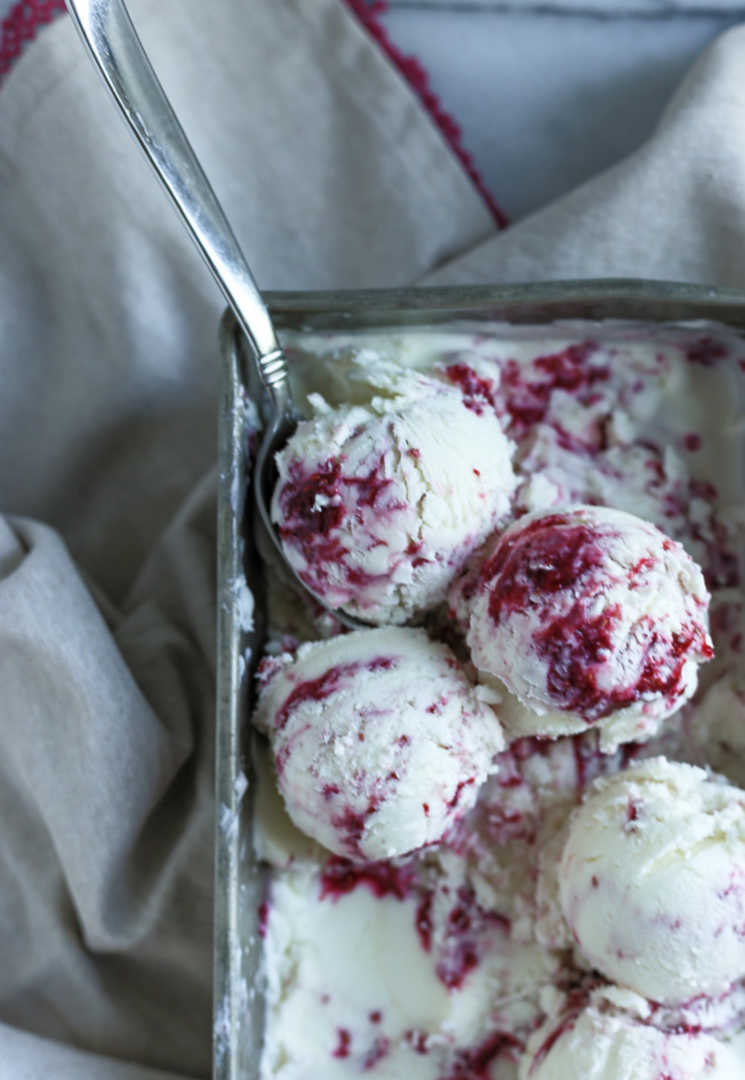 Raspberry Swirled Goat Cheese Ice Cream - The Hungary Buddha Eats the World